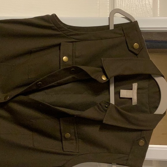 Banana Republic Factory tencel button up shirt dress. Size 10 army green. - Picture 2 of 6